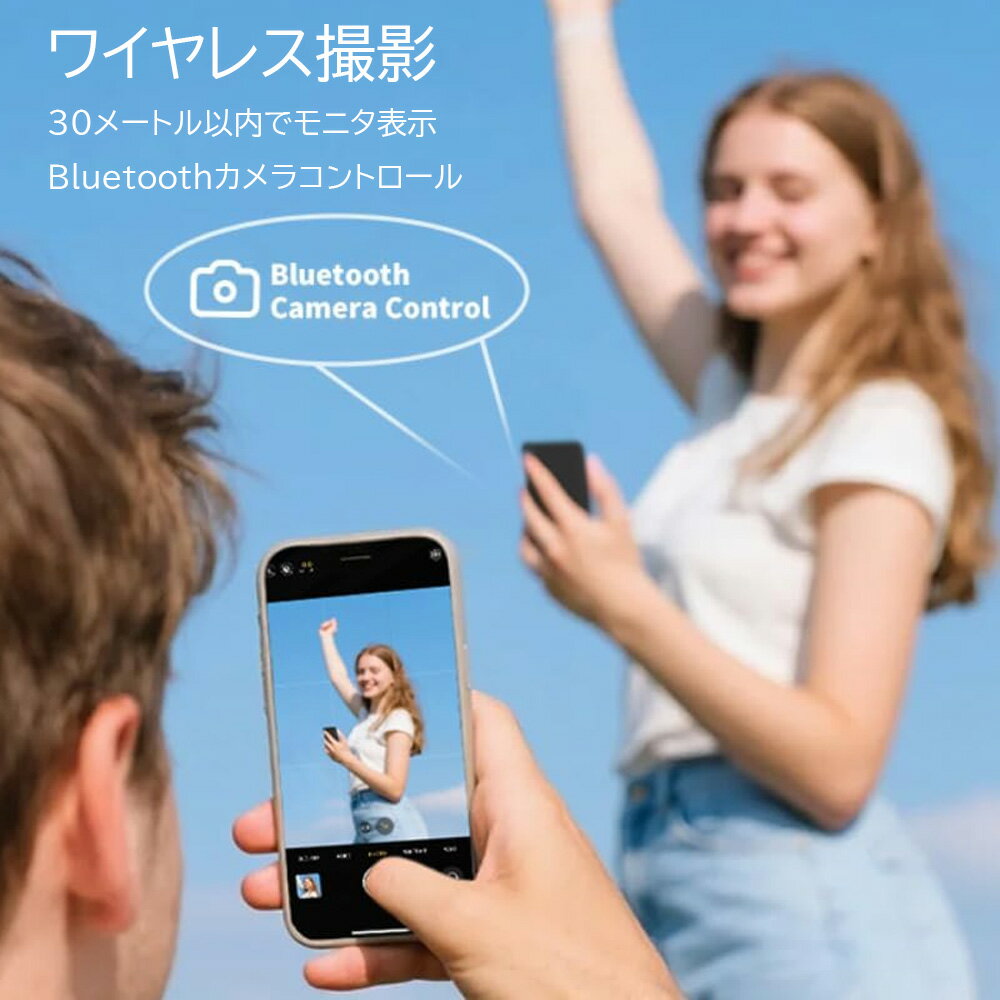 kaminorthの子供の運動会や発表会に必須アイテム 遠隔シャッター自撮り好きミニモニター ワイヤレスシャッター画角や撮影内容を手元で確認2.4インチ iPhone用セルフィーモニタ機能Vlog画面 バックカメラモニターリアルタイム電話スクリーンミラーリング 遠隔30m｜アングル2