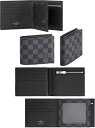 LOUIS VUITTON ルイヴィトンファスナー小銭入れ付き二つ折り財布ダミエパターン ポルトフォイユアメリゴNMグレーダミエグラフィットキャンバスシルバー金具 二折り財布 レザーライニングサイフ ウォレット ルイビトン(4)