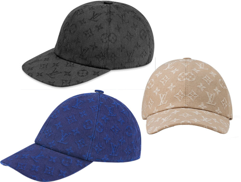LOUIS VUITTON ルイヴィトンアイコニックメゾンモダンスポーティキャップ ジャカード織りつば付き帽子エンボスモノグラムLVロゴブラック ダークブルー ...