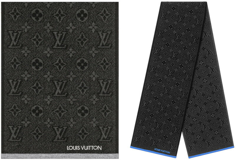 ルイ・ヴィトン LOUIS VUITTON ルイヴィトンマスキュリンコントラストエッジ メンズウールマフラーシグネチャーロゴ エシャルプマイモノグラムエクリプスジャカード織り出しモノグラムエクリプスパターン ルイビトンカジュアルジャケット＆ビジネス SCARF MUFFLER