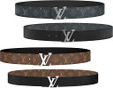 LOUIS VUITTONルイヴィトンメンズリバーシブルレザーベルトLVロゴプレートバックルモノグラムエクリプスキャンバスサンチュールLVイニシャル40mmダー...