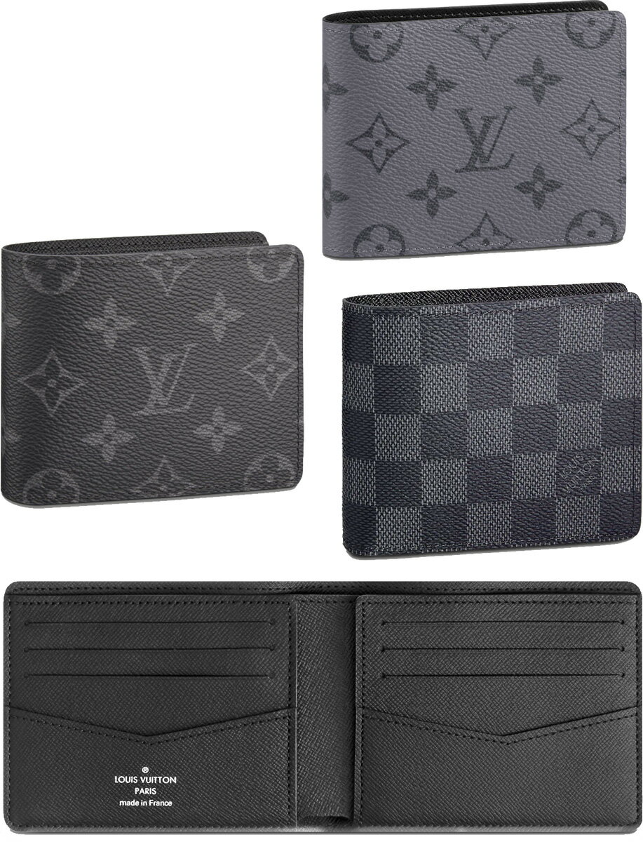 ルイヴィトン 二つ折り財布（男性向け） LOUIS VUITTON ルイヴィトン二つ折り財布 クレジットカードケースダミエグラフィット モノグラムエクリプスグレー ダークグレー キャンバス カードウォレットポルトフォイユスレンダー 2折財布 札入れ ルイビトン コンパクトウォレット レザーライニング