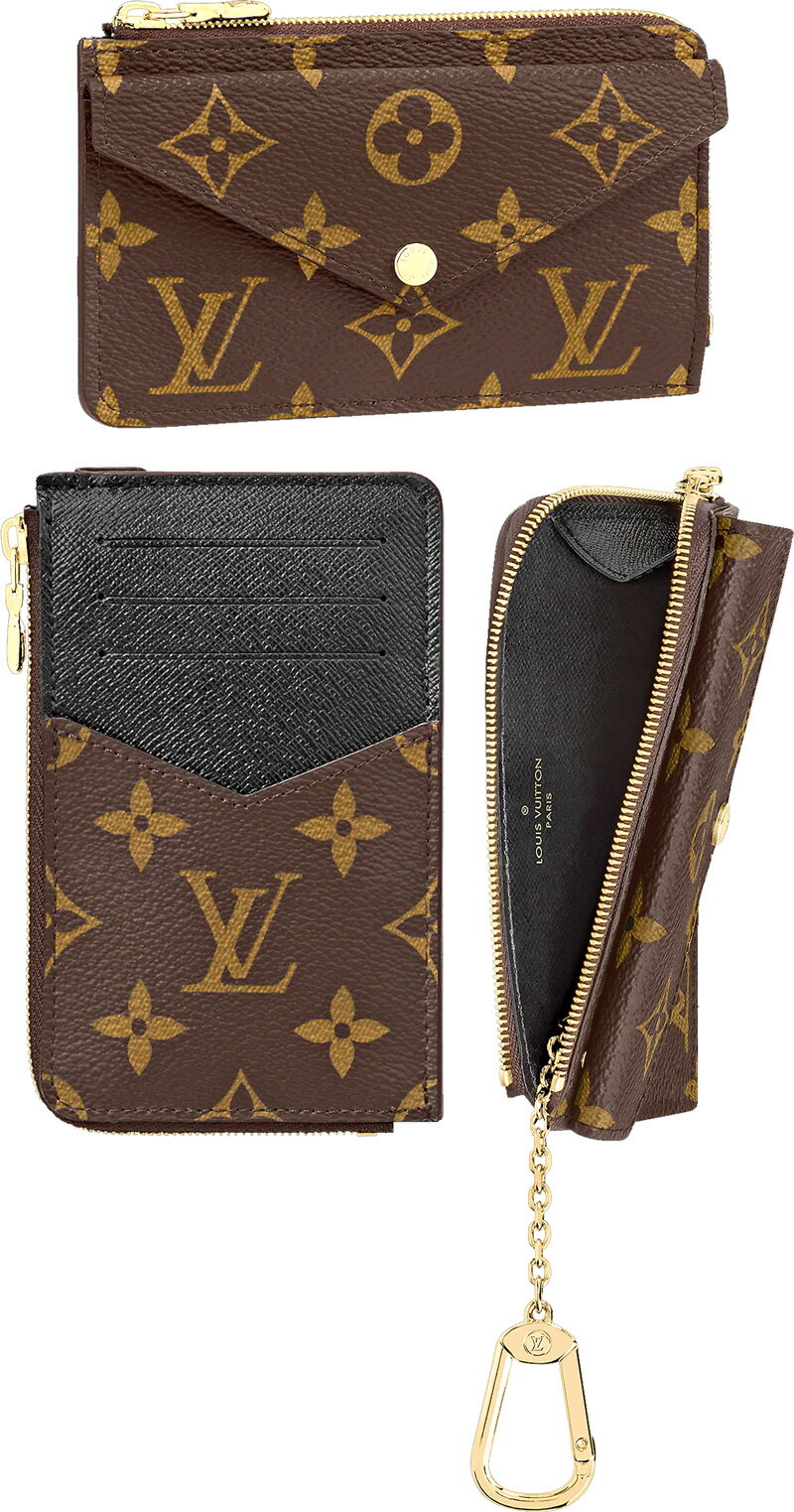 LOUIS VUITTON ルイヴィトンクレジットカードケース付きL字ファスナーコインケースチェーンフック付き小銭入れコインパース 財布ブラウン×ダークブラウン モノグラムキャンバスポルトカルトレクトヴェルソエンヴェロップフロントポケット 1