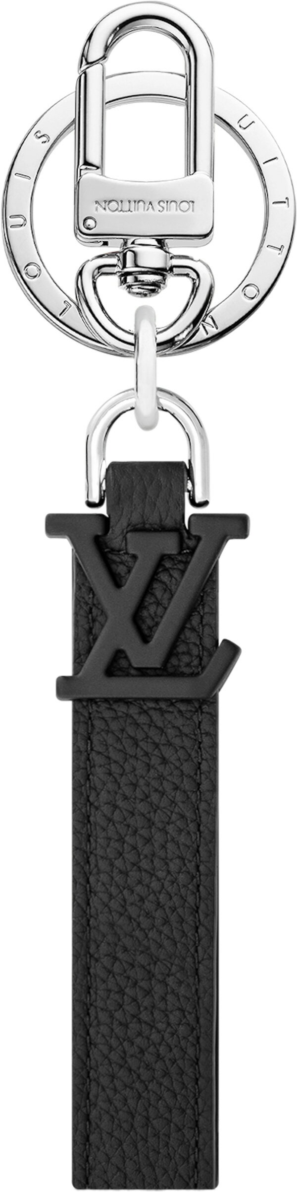 ルイヴィトン ストラップ（レディース） LOUIS VUITTON メンズ レディースロゴ刻印キーリング＆フック ルイヴィトン キーホルダーブラックLVロゴチャーム ループストラップポルトクレドラゴンヌアエログラムエナメルストライプLVシャドウチャームカラビナ バッグチャーム レザーストラップ