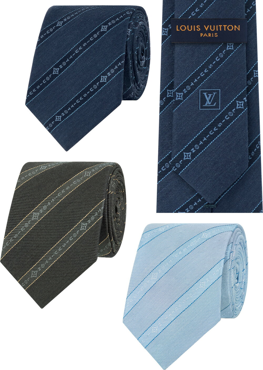 LOUIS VUITTON 륤ȥ ͥ Ф᥹ȥ饤 V󥰥ɥ饤ȥ֥롼 졼 ͥӡ åȥΥ  륤ӥȥ󥷥륯 SUIT NECKTIE M79088DBLM79117GY Υե ޥͥ㡼