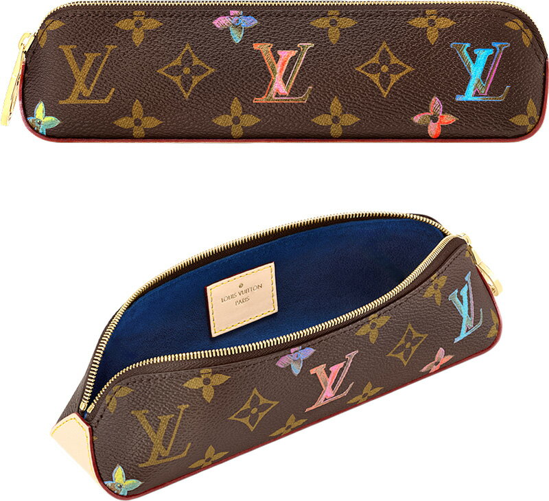 ルイヴィトン ペンケース LOUIS VUITTON ルイヴィトンモノグラムキャンバスパターン ペンケース筆箱 筆記用具 ステーショナリーブラウン×マルチカラー ピンク ブルー ホワイトLVサークルファスナースライダートゥルースエリザベット エレガント ペンシルケース