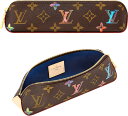 LOUIS VUITTON ルイヴィトンモノグラムキャンバスパターン ペンケース筆箱 筆記用具 ステーショナリーブラウン×マルチカラー ピンク ブルー ホワイト...