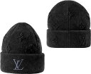 LOUIS VUITTON ルイヴィトンメンズ レディース コットン3Dニットキャップ立体ニット帽 LV刺繍イニシャルロゴトーンブラック ルイビトンビーニー帽子...