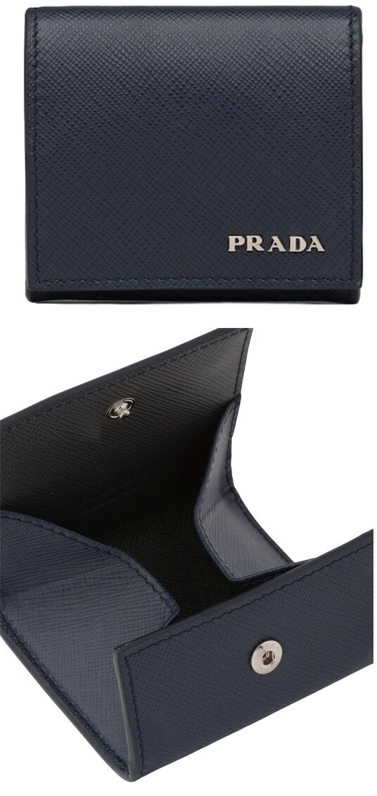 プラダ 財布（メンズ） PRADA プラダ 小銭入れコインケース メタルロゴブラック ネイビー サフィアノカーフレザー 財布SAFFIANO CALFLEATHERF0G52BKNV サイフ さいふ COIN CASEF0002F0D9ABKREスナップ開閉式 牛革