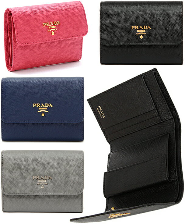 PRADA ץ դ3ޤ ѥȥåȥեΥե쥶᥿ץ졼ȻĤۥߥǥSAFIANO METAL֥å 졼 ͥӡ֥롼 ԥ ɥ꡼ å ޤۥ