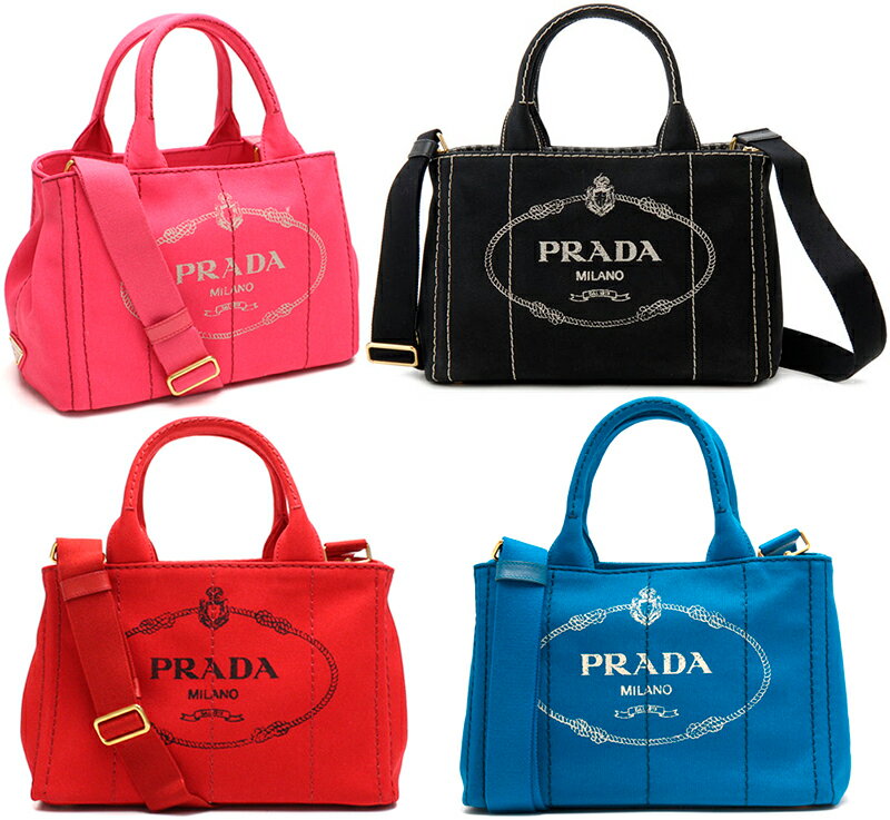 PRADA プラダ ハンドバッグ2WAYキャンバスショルダーバッグサイド三角ロゴプレート ロゴ紋章プリントデニムブルー ブラック ベージュ ピンク オレンジ イエロー ブラウン ホワイト レッド ターコイズブルー斜め掛けトートバッグかばん カバン バック 鞄