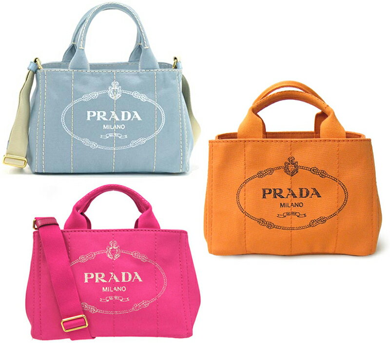 PRADA プラダ ハンドバッグ2WAYキャンバスショルダーバッグサイド三角ロゴプレート ロゴ紋章プリントデニムブルー ブラック ベージュ ピンク オレンジ イエロー ブラウン ホワイト レッド ターコイズブルー斜め掛けトートバッグかばん カバン バック 鞄