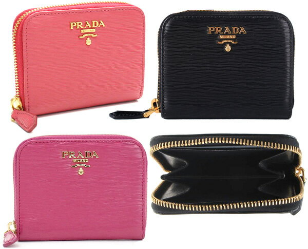 プラダ PRADA プラダ 小銭入れラウンドファスナーコインケースブラック ライトピンク ピンクヴィッテルムーブレザー財布 サイフ さいふVITELLO MOVENERO F0002 PEONIA F0505IBISCO F0BA8 GERANIO F0410