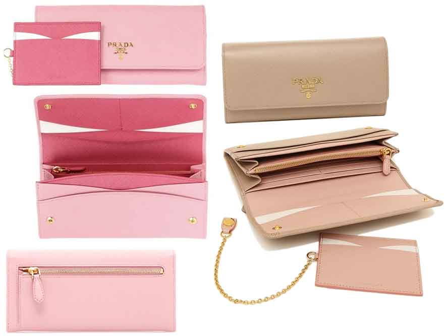 PRADA プラダ レディースファスナー小銭入れ付き二つ折長財布 メタルロゴ金具 型押...