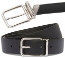 PRADA プラダメンズ リバーシブルレザーベルトシルバーメタルベルトループロゴ刻印スクエアピンバックルサフィアノ型押し×カーフレザーブラック牛革×鰐革SAFF...