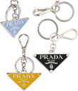 PRADA プラダ メンズ レディースキーリング付き三角ロゴプレート キーリングカラビナスナップフックキーホルダーブラック ライトブルー イエロー エナメルメタルトライアングルロゴシルバー金具 ロゴ刻印スプリットリングF0H76BKNEROF0IAJLBLF0Y3NYE