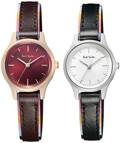 ポールスミス 腕時計 Paul Smith watchポールスミス レディースウォッチラウンドフェイス 腕時計ワインレッド×ゴールドホワイト×シルバーザシティーミニ レザーベルトンズ 女性用パイピングアーティストストライプカーフレザーストラップ 94WH90WI