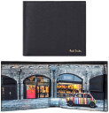 Paul Smith ポールスミスメンズ小銭入れ付き二つ折り財布キングクロス駅ターミナルショップマルチストライプミニクーパーグラフィックプリント 箔押しロゴ小銭れ無し カードウォレット2つ折り財布 ブラックの商品画像