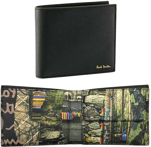 Paul Smith ポールスミス メンズ小銭入れ付き二つ折り財布 箔押しロゴマルチカラーミニクーパーアウトドア コラージュプリント大自然に生い茂る樹木や、川、石などの美しい景色2つ折財布 79BK サイフ さいふ ウォレットBILLFOLD AND COIN WALLET Paul Smith ポールスミス メンズ小銭入れ付き二つ折り財布 箔押しロゴマルチカラーミニクーパーアウトドア コラージュプリント大自然に生い茂る樹木や、川、石などの美しい景色2つ折財布 79BK サイフ さいふ ウォレットBILLFOLD AND COIN WALLET