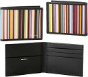Paul Smith ポールスミスメンズ レディース イタリア製ホワイトロゴ 二つ折りクレジットカードケースエクステリアマルチストライプブラックシープスキンレザ...