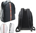 Paul Smith ポールスミスフロントマルチカラーラインストライプラインバックパックブラック ホワイトカーフレザー トップハンドル付きデイバッグ箔押しロゴリュックサック シグネチャーストライプ背面ラップトップパッド入りポケット BACKPACKDAYBAG79(4)