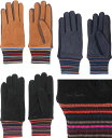 Paul Smith ポールスミス メンズ おしゃれ手袋マルチカラーボーダーリブ スエードレザー ブラウン ネイビー ブラックスマホ操作可能な手袋 山羊革防寒具...