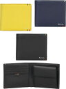 Paul Smith ポールスミスメンズ レディース 小銭入れ付き二つ折り財布ブライトストライプレザータブ 箔押しロゴブラック ネイビー イエローコントラストマルチカラーハイライトハンドステッチ ユニセックス カーフレザー ロングウォレット 牛革2折財布(4)