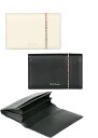 Paul Smith ポールスミス メンズ名刺入れ フラップ付きカードケースマルチカラーストライプインバーテッドラインブラック ホワイトアイボリー 箔押しロゴシ...