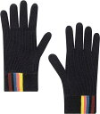 Paul Smith ポールスミス メンズ レディースカシミア&ウールミックス手袋 ブラックリストリブアーティストストライプ防寒具 手に馴染みやすく柔らかい羊革...