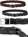 Paul Smith ポールスミスメンズ スタッズ打ち込みツイストレザーベルト ロゴ刻印シルバーバックル ブラック ダークブラウンハンドメイドヴィンテージスタイルスタッズベルト使い込むごとに増す柔らかさと光沢感タンナー鞣し牛革 LEATHER BELT