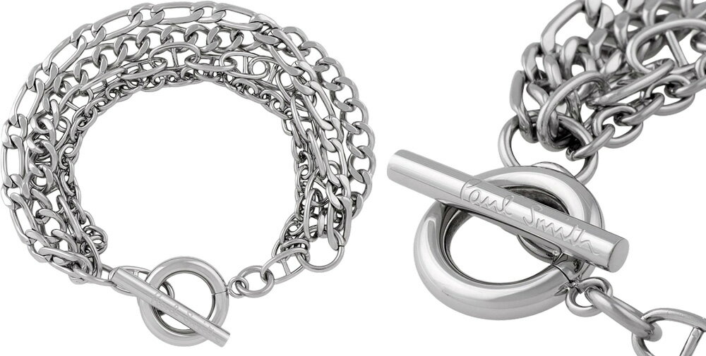 Paul Smith ポールスミス メンズ レディースシルバーチェーンブレスレット異なる形状チェーンを巧みに重ねたレイヤーデザインゴージャス感溢れる存在感のある...