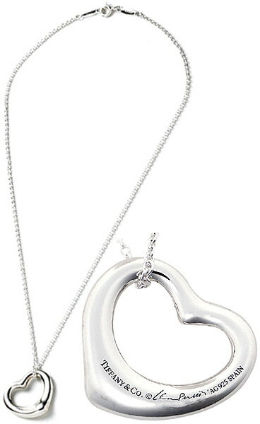 Tiffany&Co.　ティファニーオープンハートネックレスシルバーチェーン ペンダントネックレススターリングシルバー925OPEN HEART MEDIUMPENDANT NECKLACE #Mエルサペレッティ アクセサリーElsa Peretti Accessories