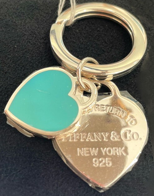 Tiffany Co. ティファニー レディースRTTダブル ハート タグ キーリングティファニー ブルーエナメル仕上げハートタグスターリングシルバー925 リターントゥティファニーキーホルダーKEYRING 925 NEW YORKKEYTAGPLATE KEYRING DOUBLE HEART TAG