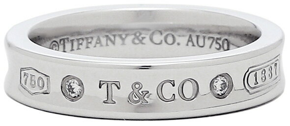 ティファニー 1837記念 指輪（レディース） TIFFANY&Co. ティファニー レディース 指輪1837刻印 ダイヤモンドリング18Kホワイトゴールド ナローリング アクセサリーT&CO 0.02カラットモダンデザイン シルバーコレクション婚約指輪 ウェディング WHITE GOLD 結婚指輪