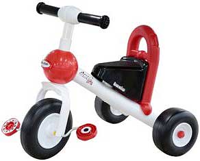 スマートデザインの三輪車フレームからジョイント&ペダルの形までこだわった可愛いスタイルホワイト×ブラック×レッド3輪車 乗用玩具 ベーシックトライク誕生日プレゼ...