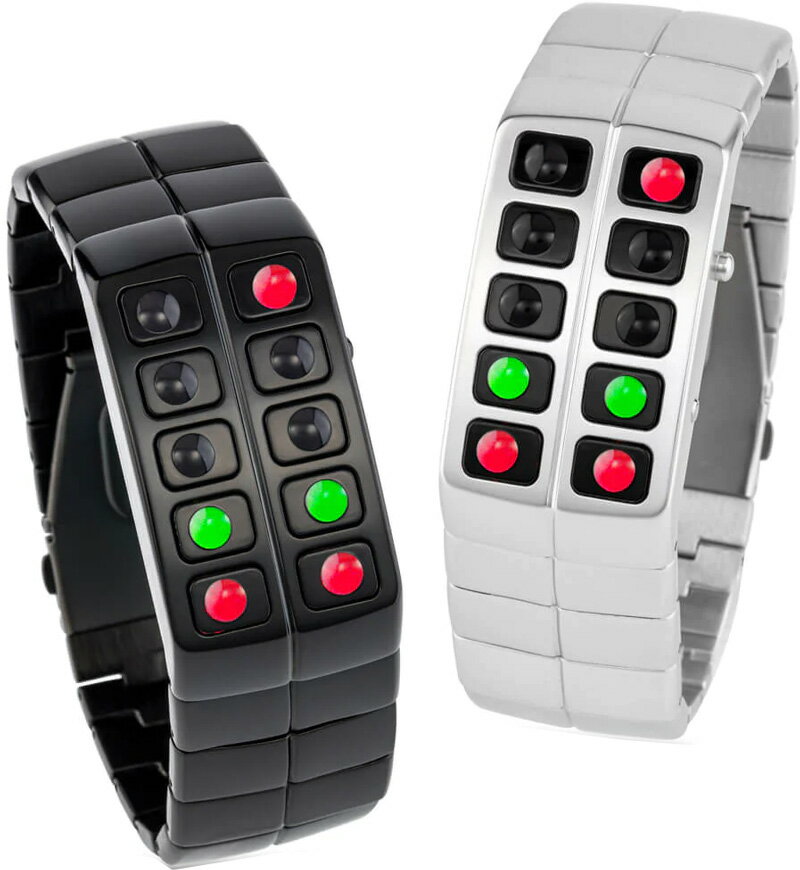 アルミニウム 腕時計（メンズ） 未来系LED腕時計 アルミケース メンズウォッチテンアイズ アルマイトコーティング＆ブラッシュマット仕上げがアルミニウムシルバー ブラックLEDマルチカラー