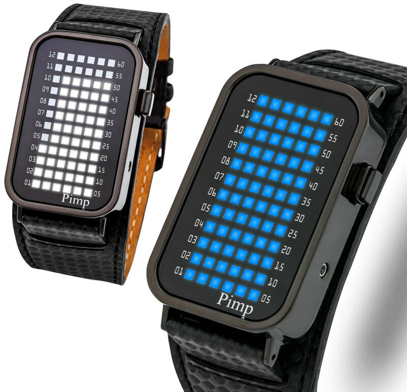 未来系LED腕時計 メンズウォッチレディースデジタルウォッチボルテックス 時計の概念をリセットしたLCDディスプレイブラックフレーム ブルーLED ホワイトLED ユニセックス 1