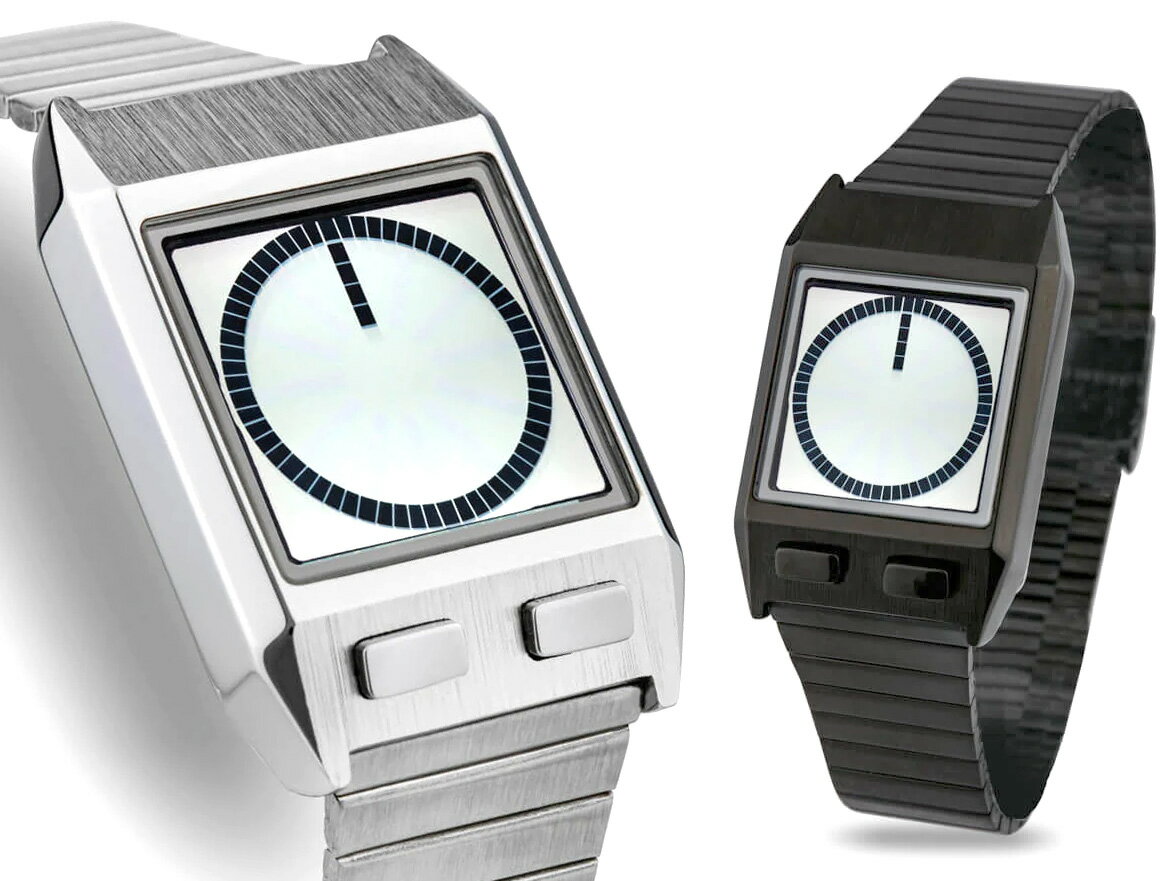 未来系LED腕時計 メンズウォッチレディースデジタルウォッチ時計の概念をリセットしたシルバーケース ブラックケース ナチュラル液晶メタルバンドベルト ユニセックス軌道 インターフェイスデザイン