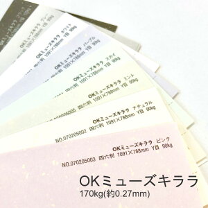 11月最大800円OFFクーポン 【選べる8色】OKミューズキララ 170kg 厚さ0.27mm A4 100枚 特殊紙 ファンシーペーパー 印刷用紙 結婚式 ウェディング ブライダル ブレンド模様 金箔模様 豪華上品 高級感 きらきら かわいい おしゃれ 王子エフテックス