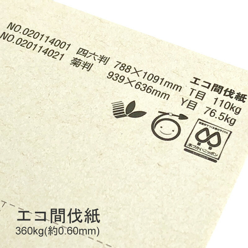 4月最大1,000円OFFクーポン 【特殊紙】エコ間伐紙N 360kg(0.60mm)【ファンシーペーパー 印刷用紙 古紙パルプ30% 間伐材パルプ10%】