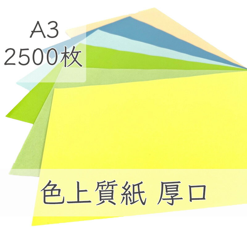 5月最大350円OFFクーポン 【選べる23色】 色上質紙 厚口 A3 2500枚 厚紙 色画用紙 画用紙 カラー コピー用紙 メニュー表 スタンプ ポイント カード 台紙 スクラップブッキング タグ ハンドメイド インクジェット対応