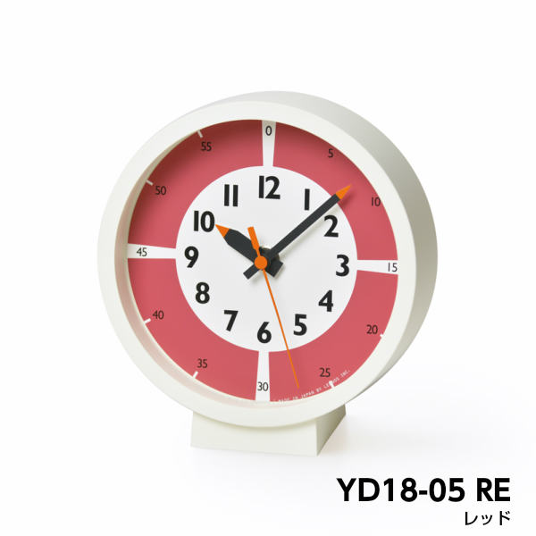 【8/31までポイント10倍】置き時計 掛け時計 壁掛け時計 fun pun clock with color! for table ふんぷんくろっく ウィズ カラー フォア テーブル YD18-05 RE BL YE GN シンプル 土橋陽子 Lemnos レムノス [2]