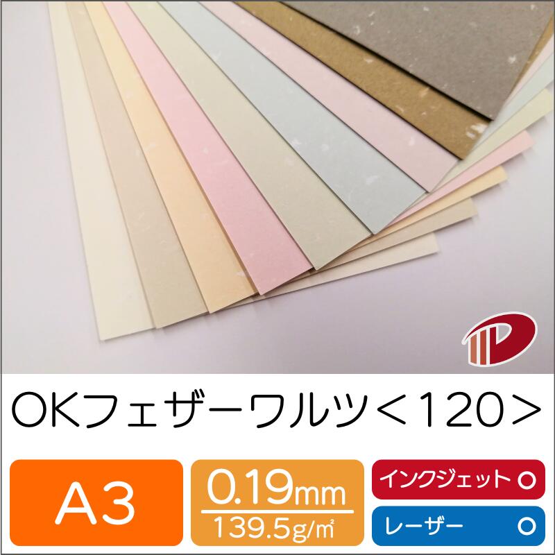 OKフェザーワルツ ＜120＞ A3 | ファンシーペーパー ペーパークラフト 大人 キット ハンドメイド 材料 パーツ ピース カード 名刺 工作 しおり クイリング 紙 用紙 ペーパー サイズ 業務用 家庭用 プリント 印刷用紙 贈り物 プレゼント まとめ買い
