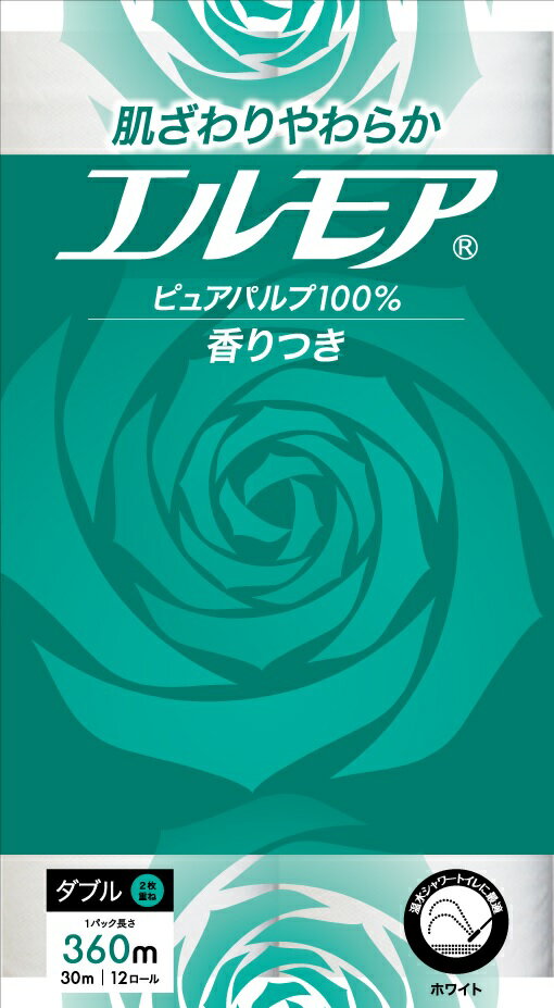 カミ商事　エルモア　トイレットペーパー　12ロール　ダブル30m　8パック入り　まとめ買い　送料無料