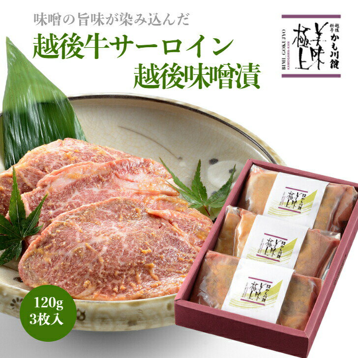 雪国越後の料亭仕込 【越後牛サーロイン 越後 味噌漬】送料無料 120g 3枚 セット 詰め合せ 越後牛 新潟 サーロイン サーロインステーキ ビーフ ステーキ 牛肉 ステーキ肉 肉 精肉 ステーキ肉 ブランド牛 牛肉 無添加 手作り 味付け肉 肉ギフト バレンタイン チョコ以外