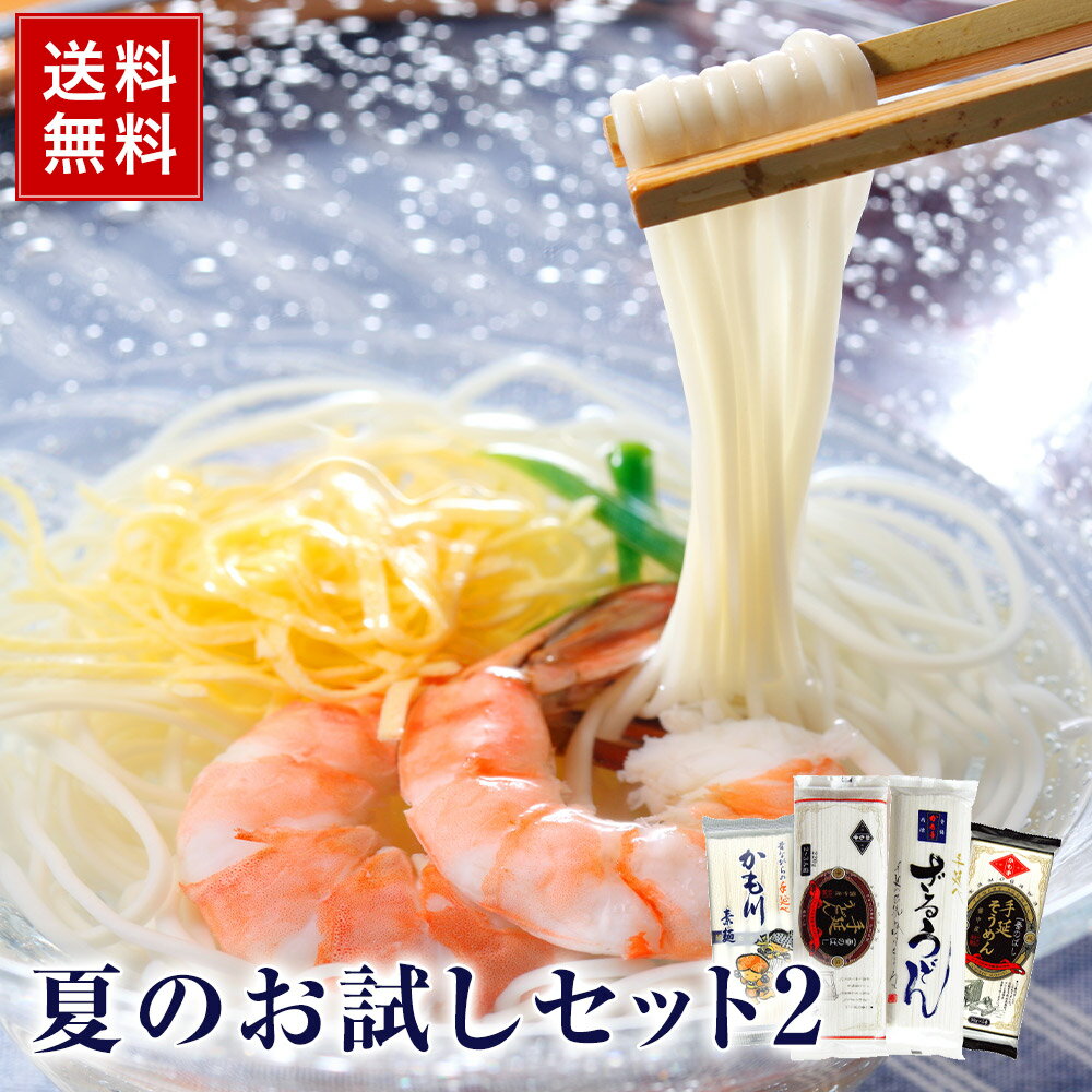 送料無料 かも川 夏のお試しセット2 一番のばし手延うどん 220g×1袋 手延べざるうどん 200g×1袋 一番のばし手延そうめん 250g×1袋 かも川手延べそうめん 250g×1袋 乾麺 N-OTA2