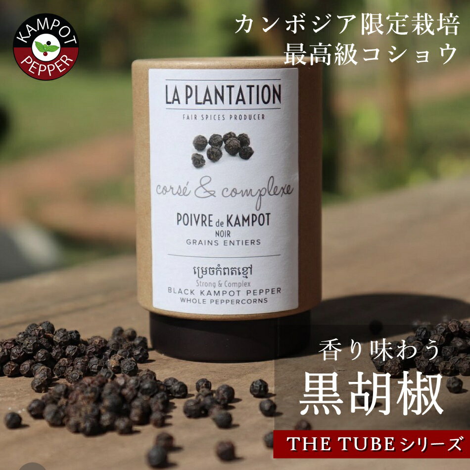 黒胡椒 50g (THE TUBE) カンポットペッパー 黒コショウ 粒胡椒 最高級こしょう ブラックペッパー 粒 無農薬 スパイス 香辛料 高級 調味..