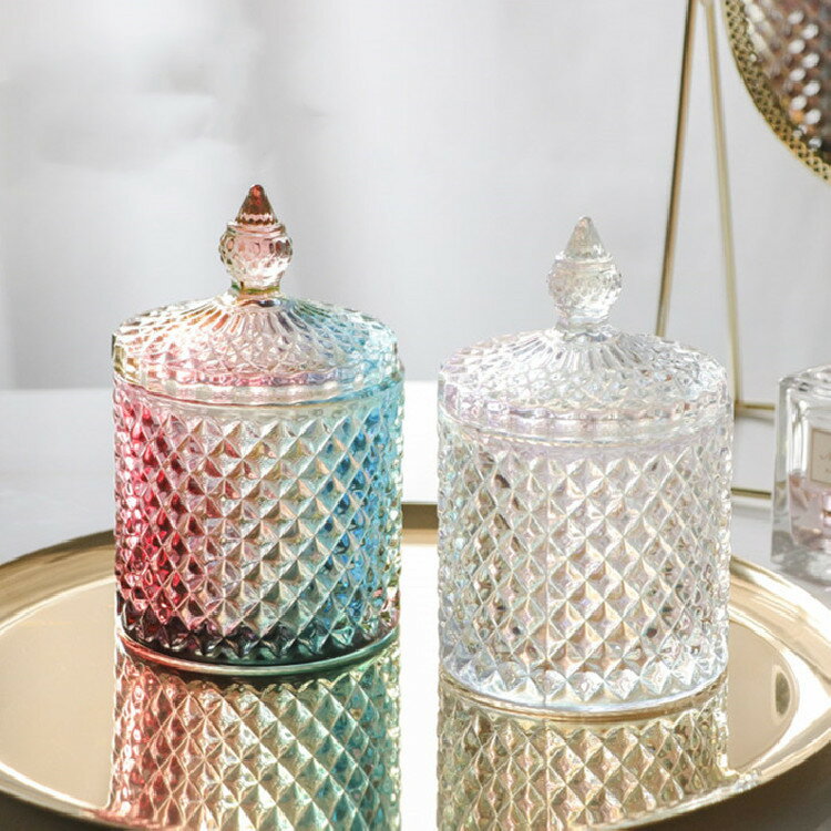 収納ボックス 小物収納 収納ジャー ライトラグジュアリー ガラス 綿棒ボックス