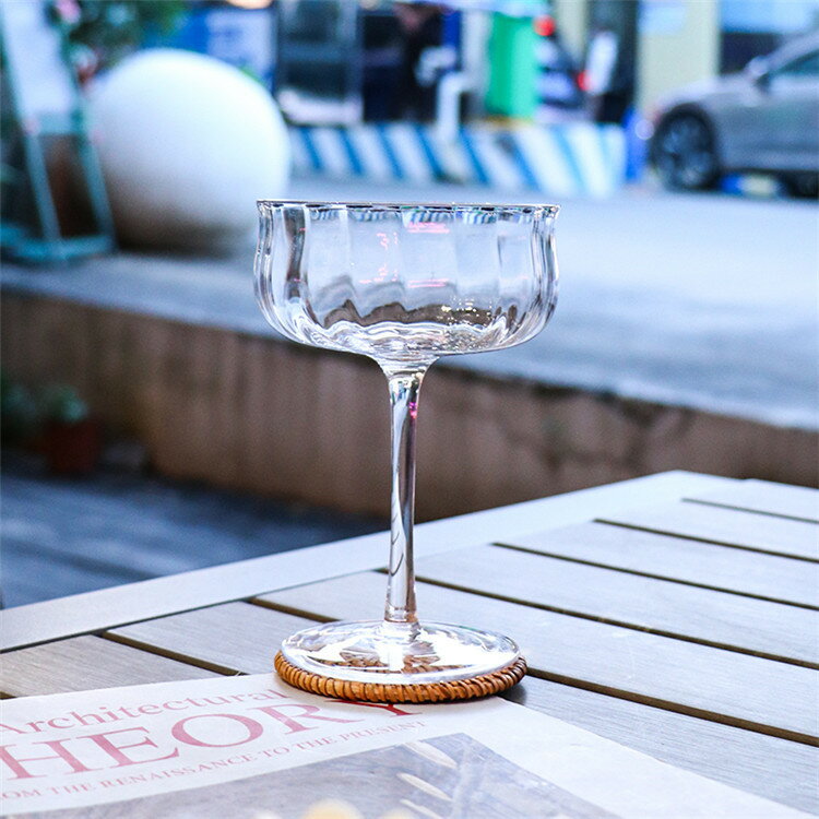 ガラス アイスクリームカップ コーヒーカップ ストライプ アイスクリームカップ