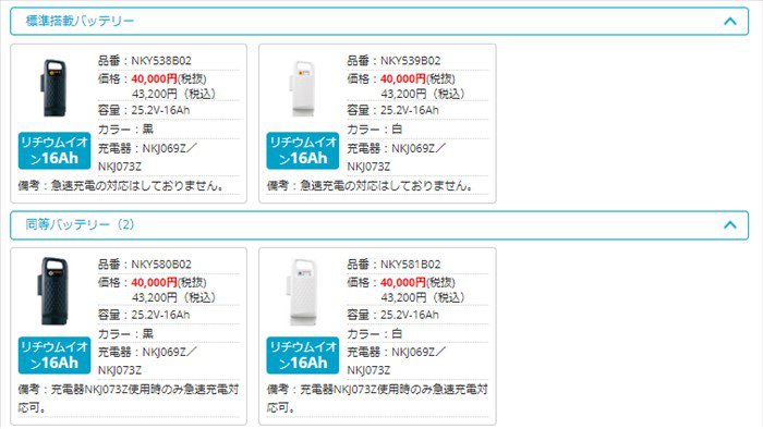 ������ ���� �ѥʥ��˥å� NKY539B02 �Хåƥ꡼ 25.2V-16A �ۥ磻�ȡ� NKY581B02�ˤʤ�ޤ��ˡʥ�ˤ�